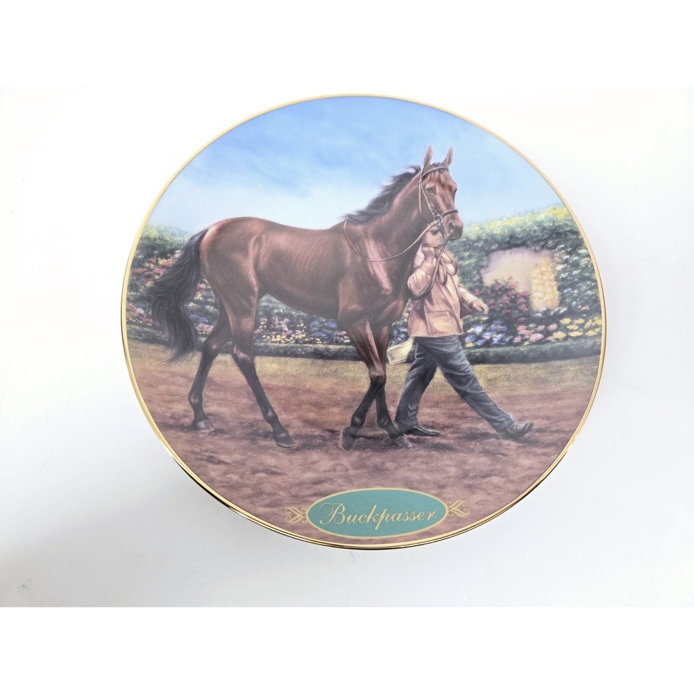 Danbury Mint Racehorse plate Susie Morton Champion Thoroughbreds Buckpasser‎